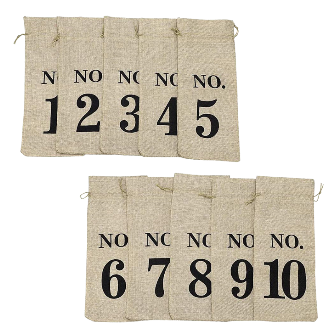 Numbered Blind Wine Tasting Bags — Set of 10